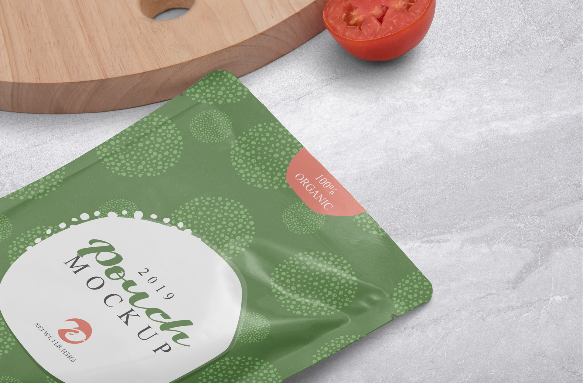 Close-Up Stand-Up Pouch Mockup with Fresh Produce
