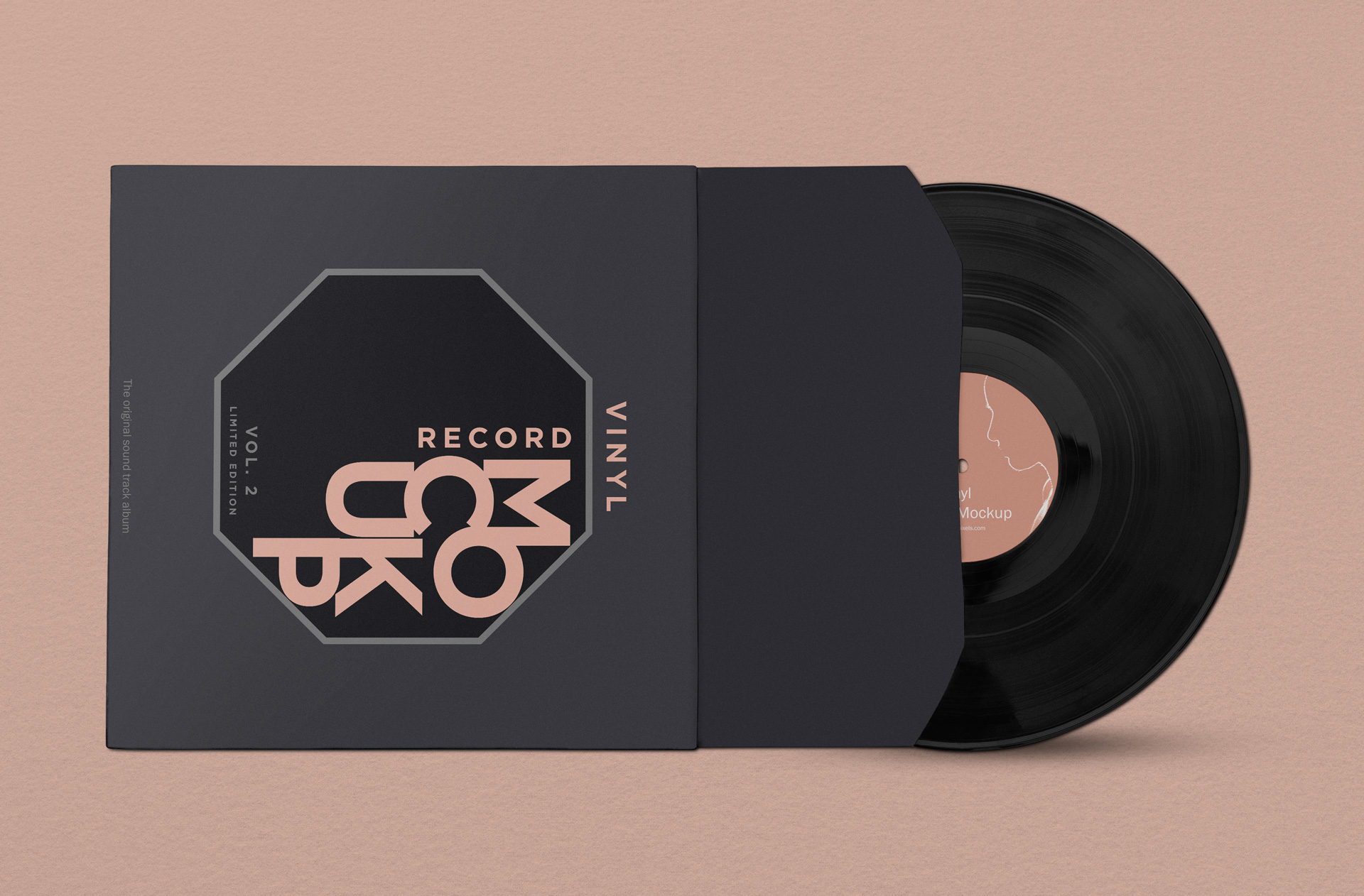 Open Vinyl Record Sleeve Mockup with LP Display