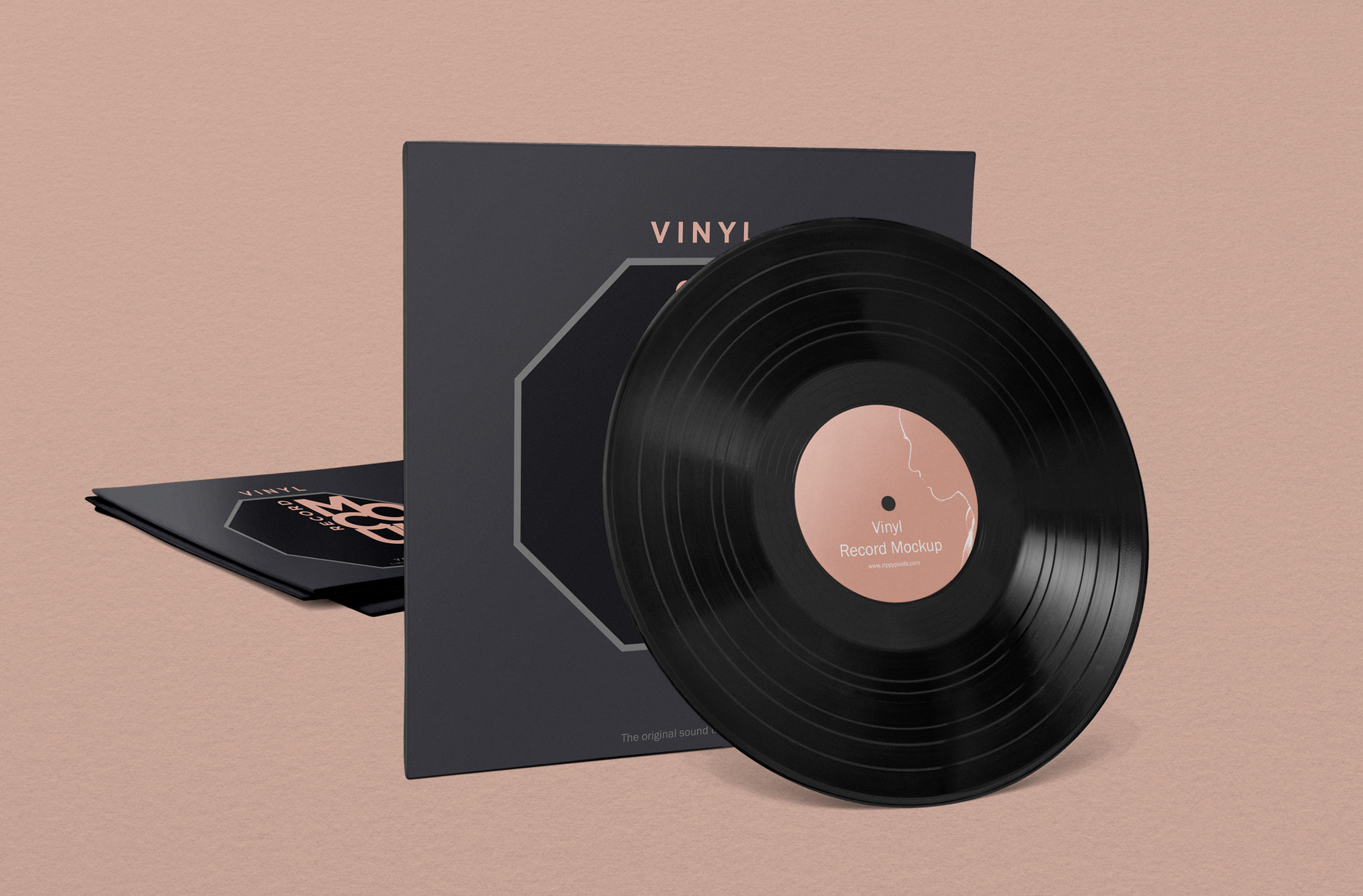 Vinyl Record Mockup with Sleeve and LP Stack Layout