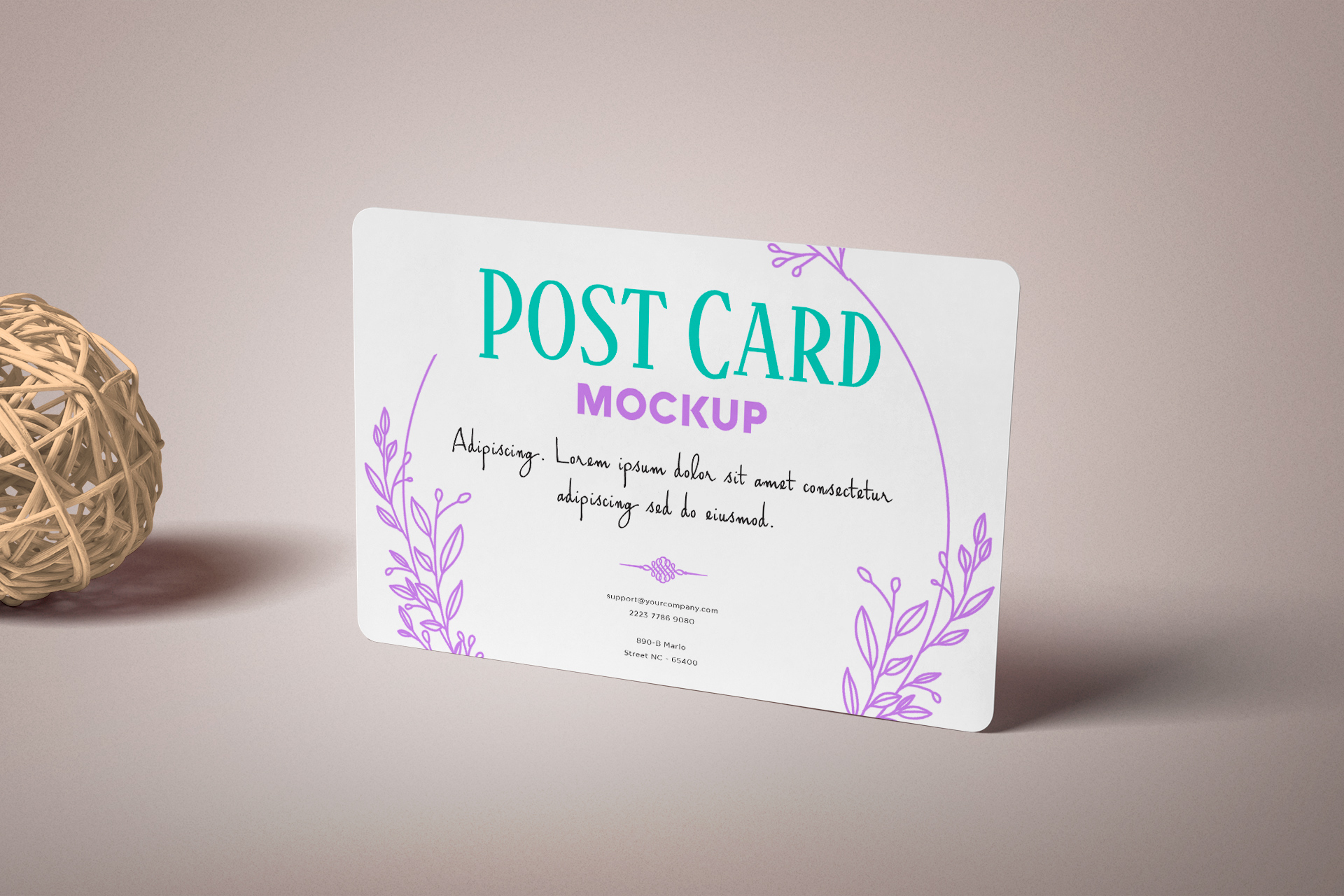 Minimalist Postcard Mockup with Elegant Design
