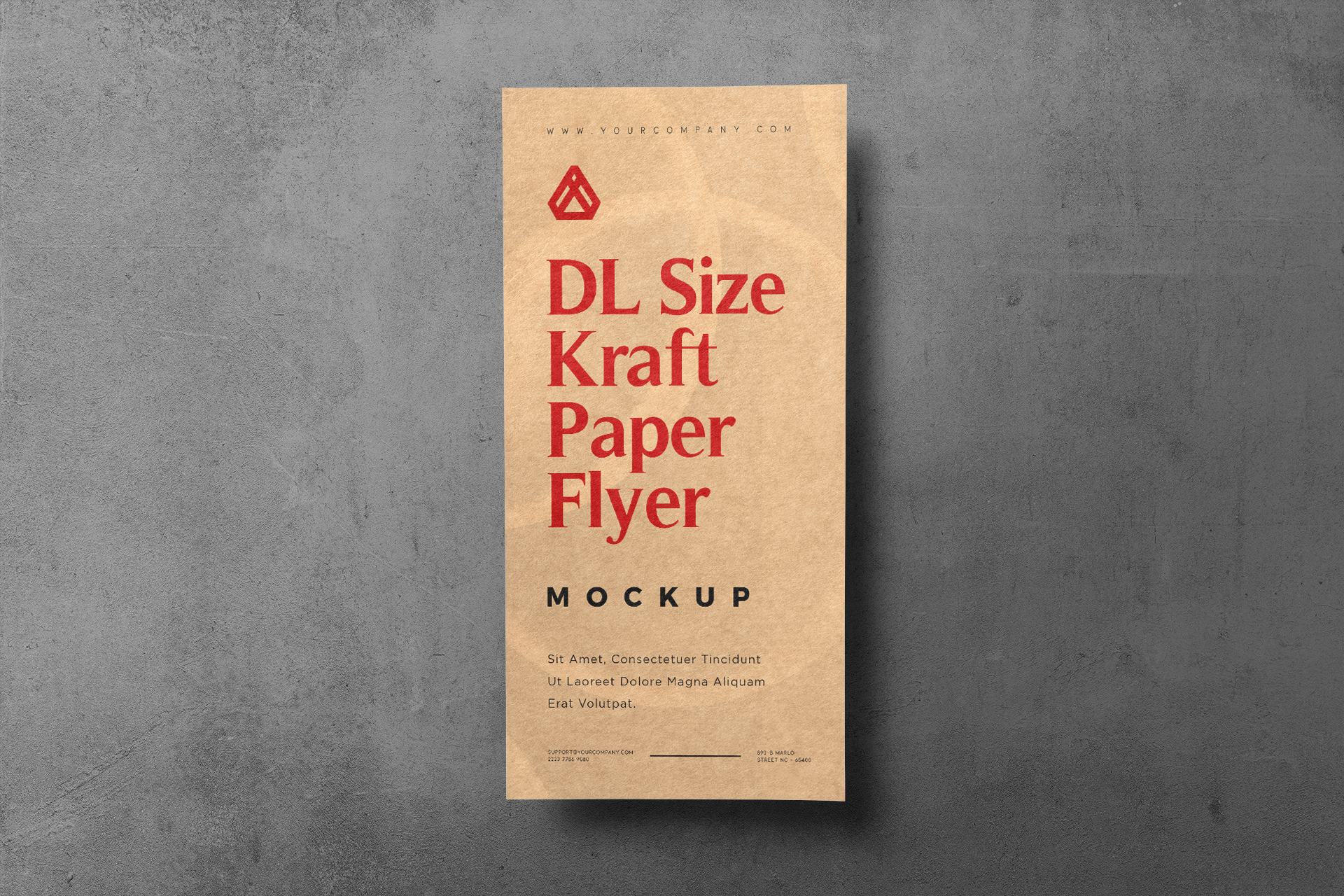 DL Size Kraft Paper Flyer Mockup with Realistic Texture