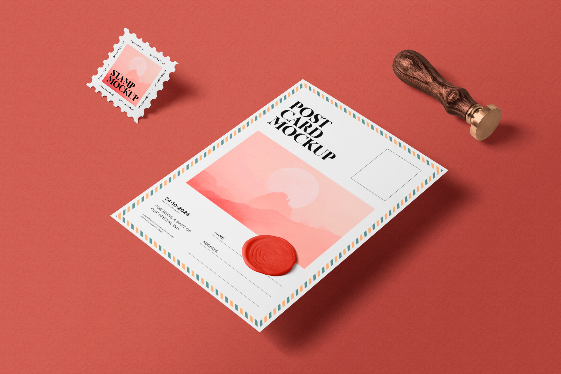 Minimalist Postcard Mockup with Realistic Shadows