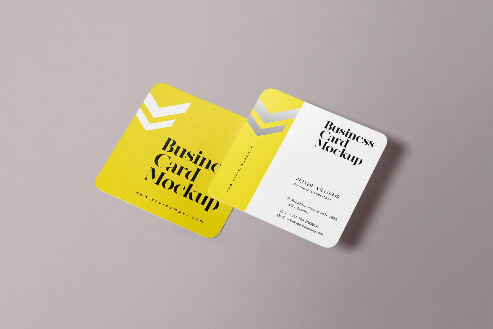 Dual-Sided Rounded Square Business Card Mockup