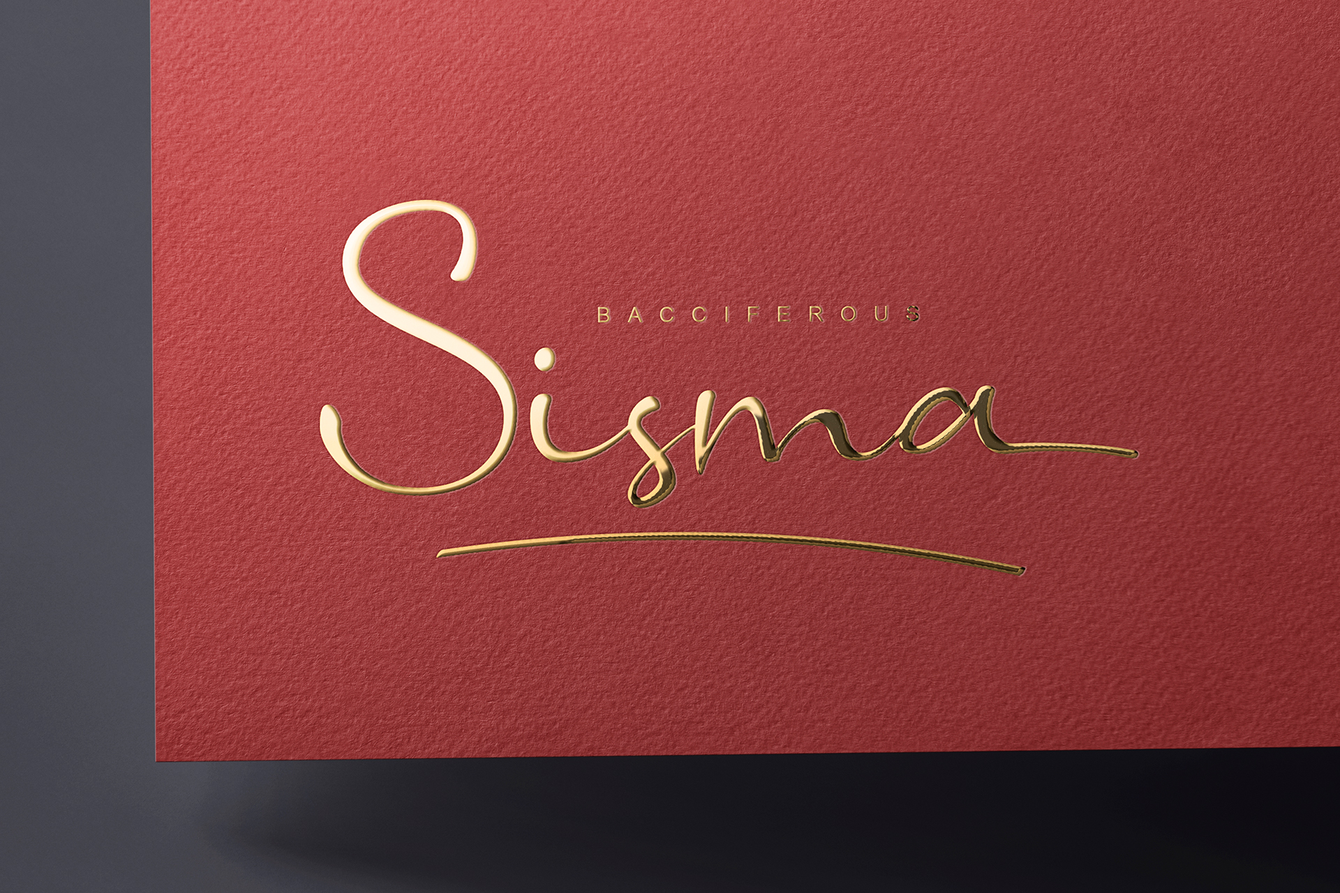 Gold Foil Logo Mockup on Red Textured Paper
