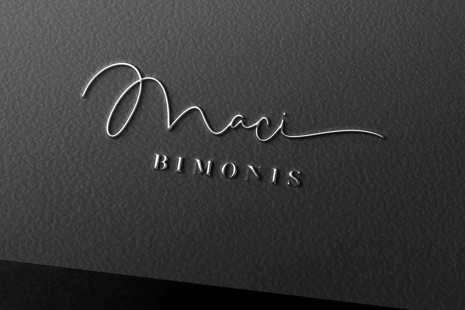 Silver Embossed Logo Mockup on Dark Paper
