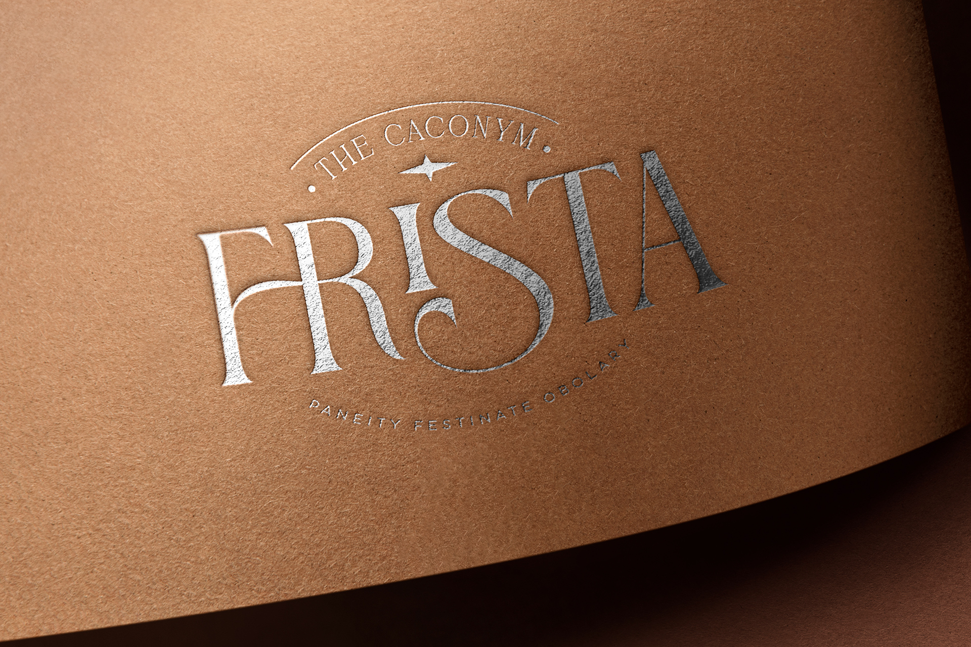 Silver Foil Logo Mockup on Brown Textured Paper