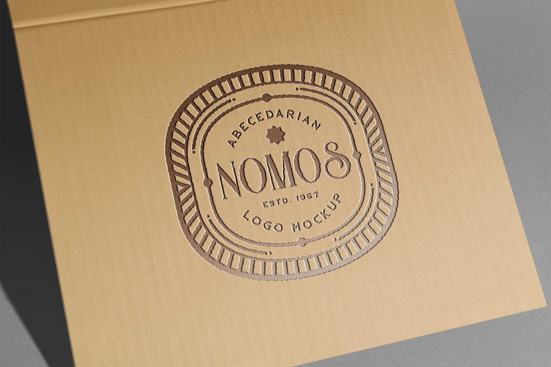 Kraft Cardboard Logo Stamp Mockup Template