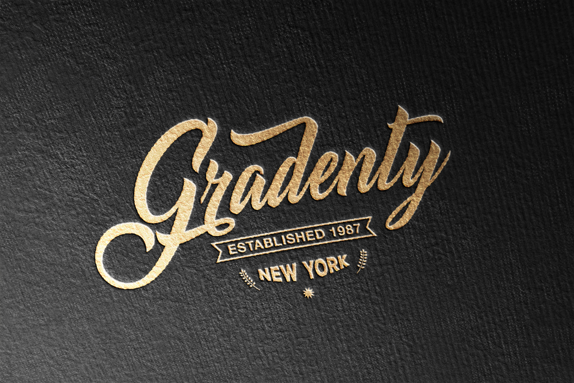 Retro Gold Foil Logo Mockup on Black Paper