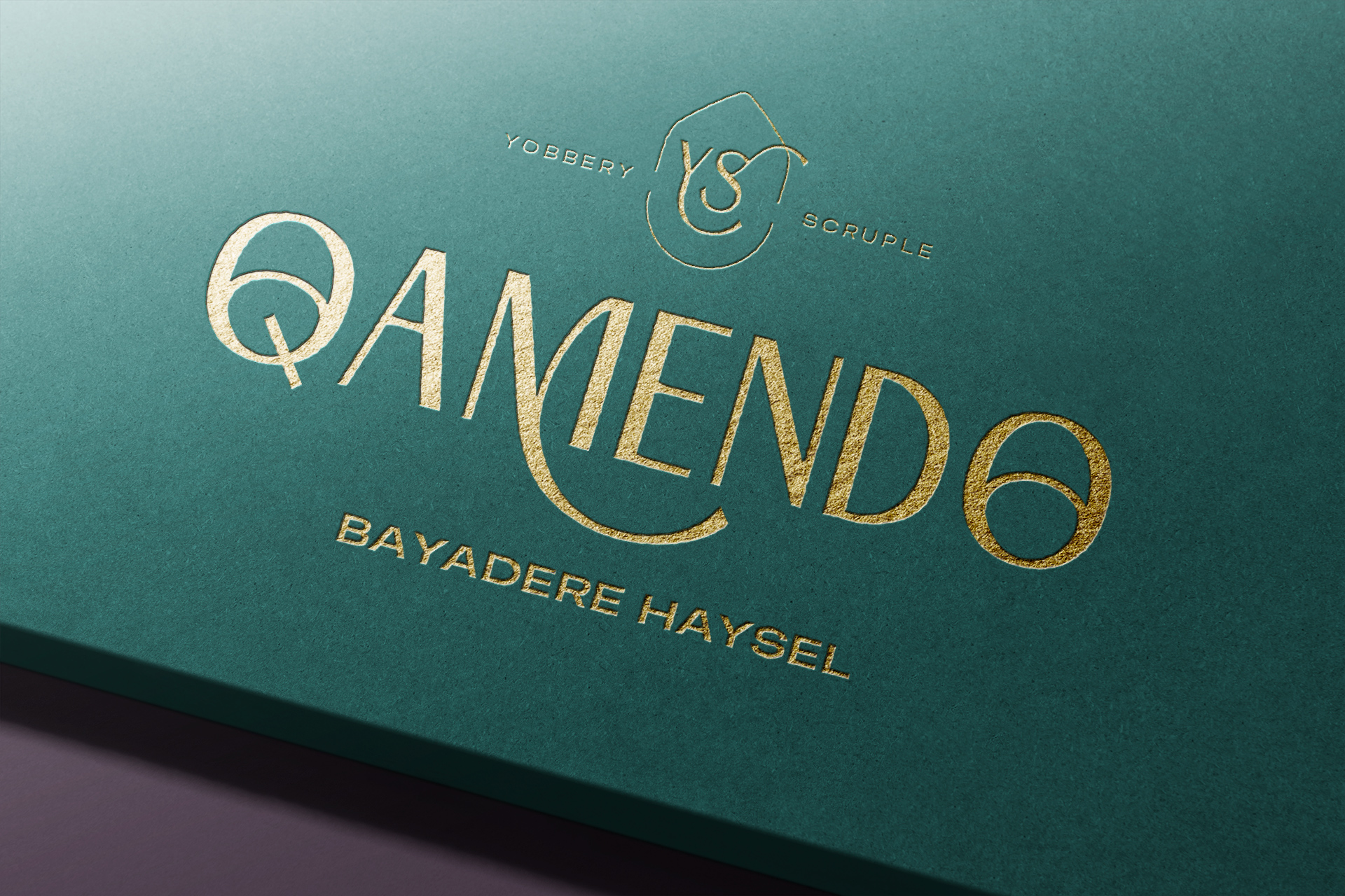 Gold Foil Logo Mockup on Green Textured Paper