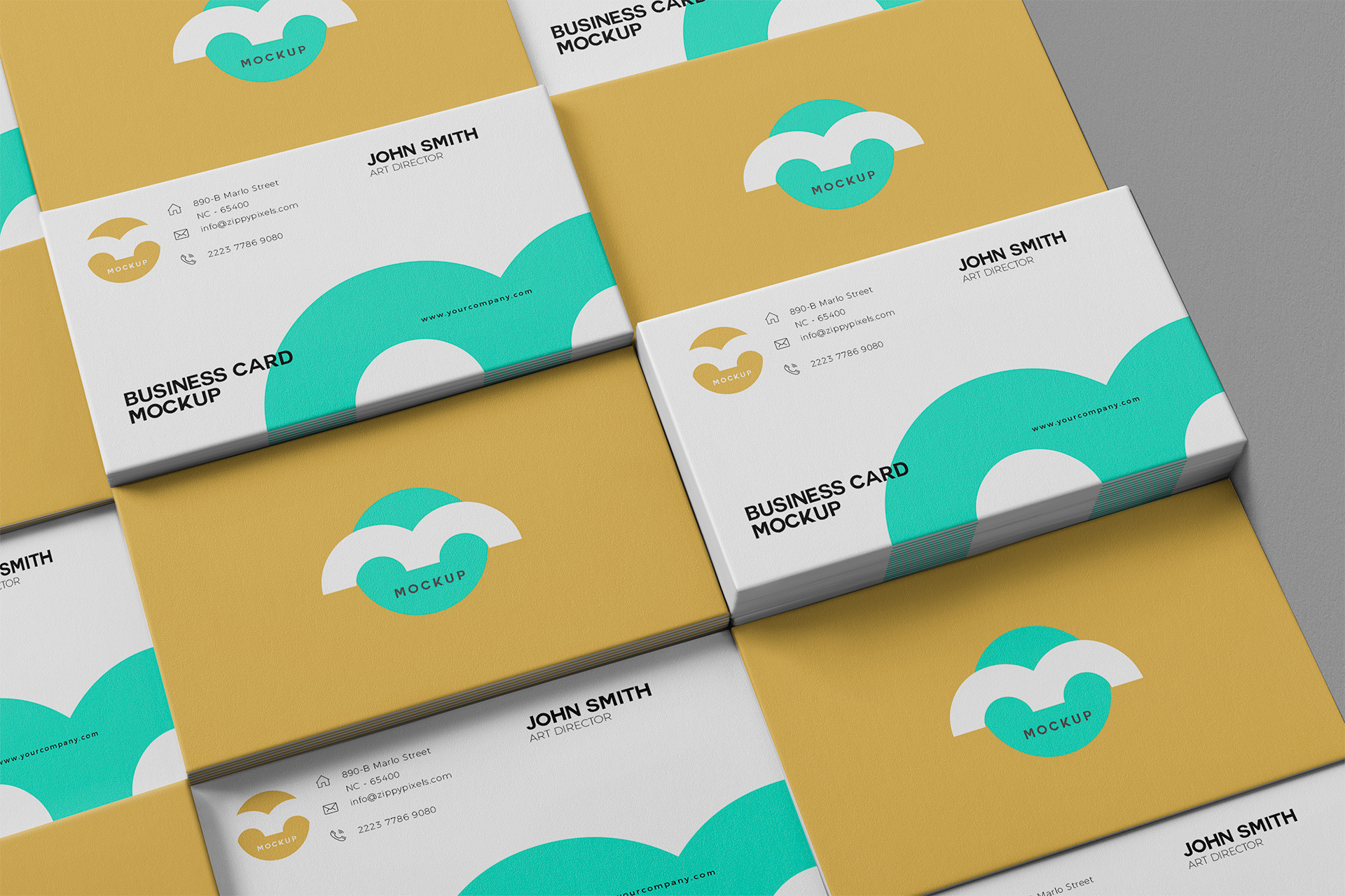 Colorful Grid Business Card Mockup Template