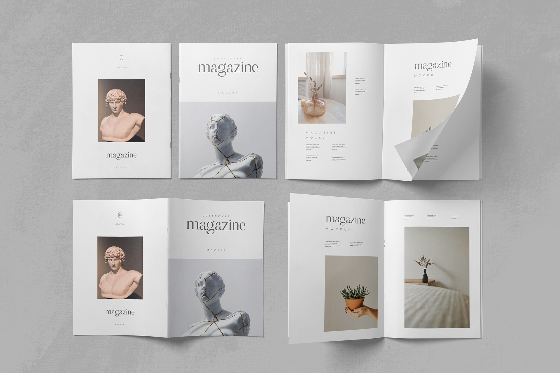 Top View Editorial Magazine Layout Mockup