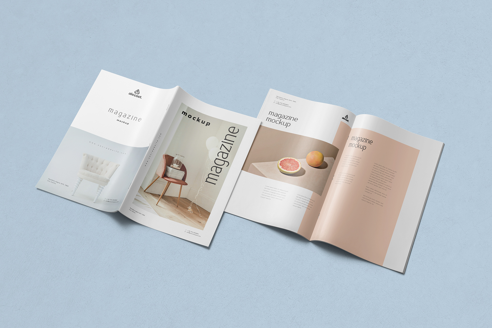 Minimal Magazine Mockup Spread Layout