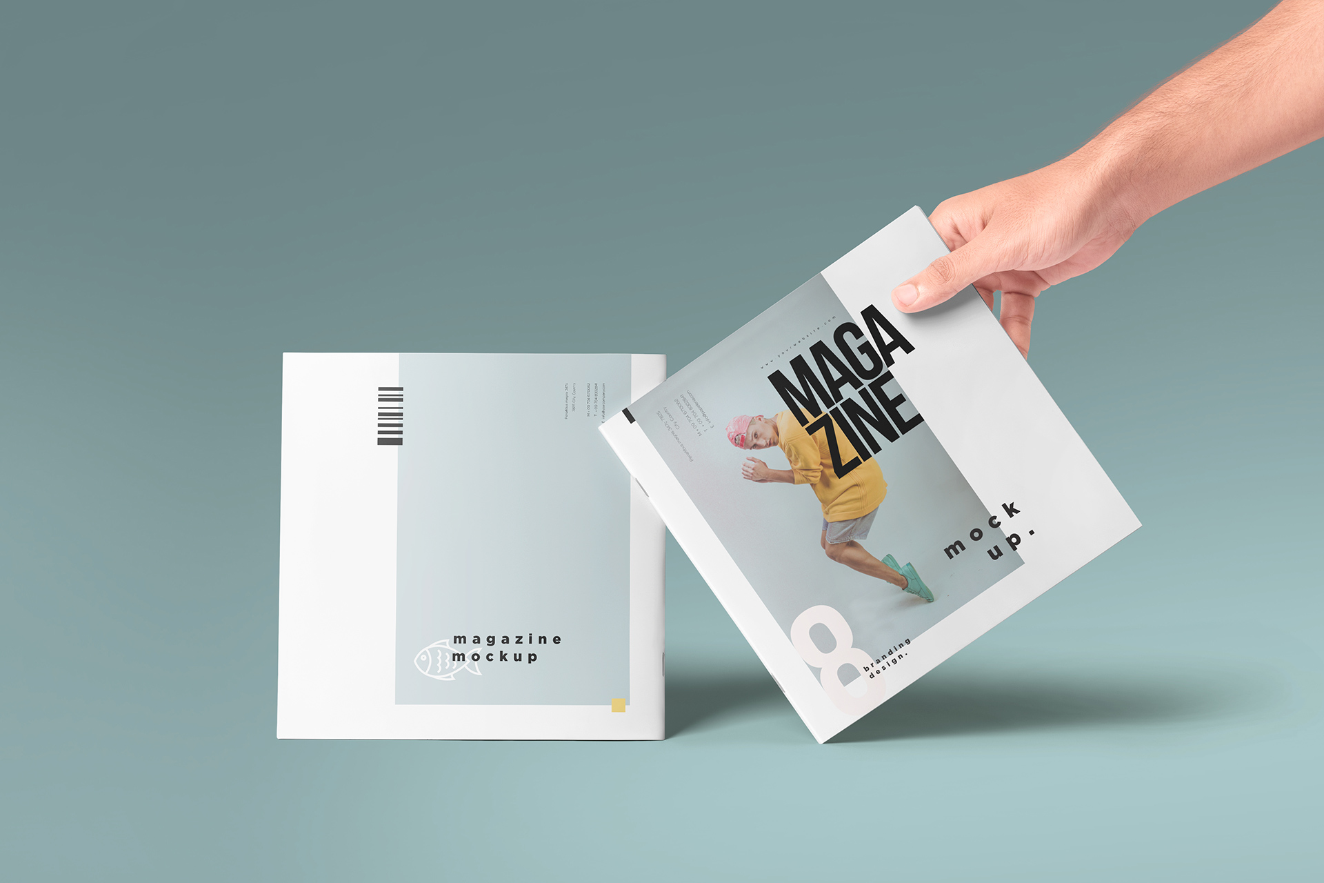 Square Magazine Cover and Back Mockup
