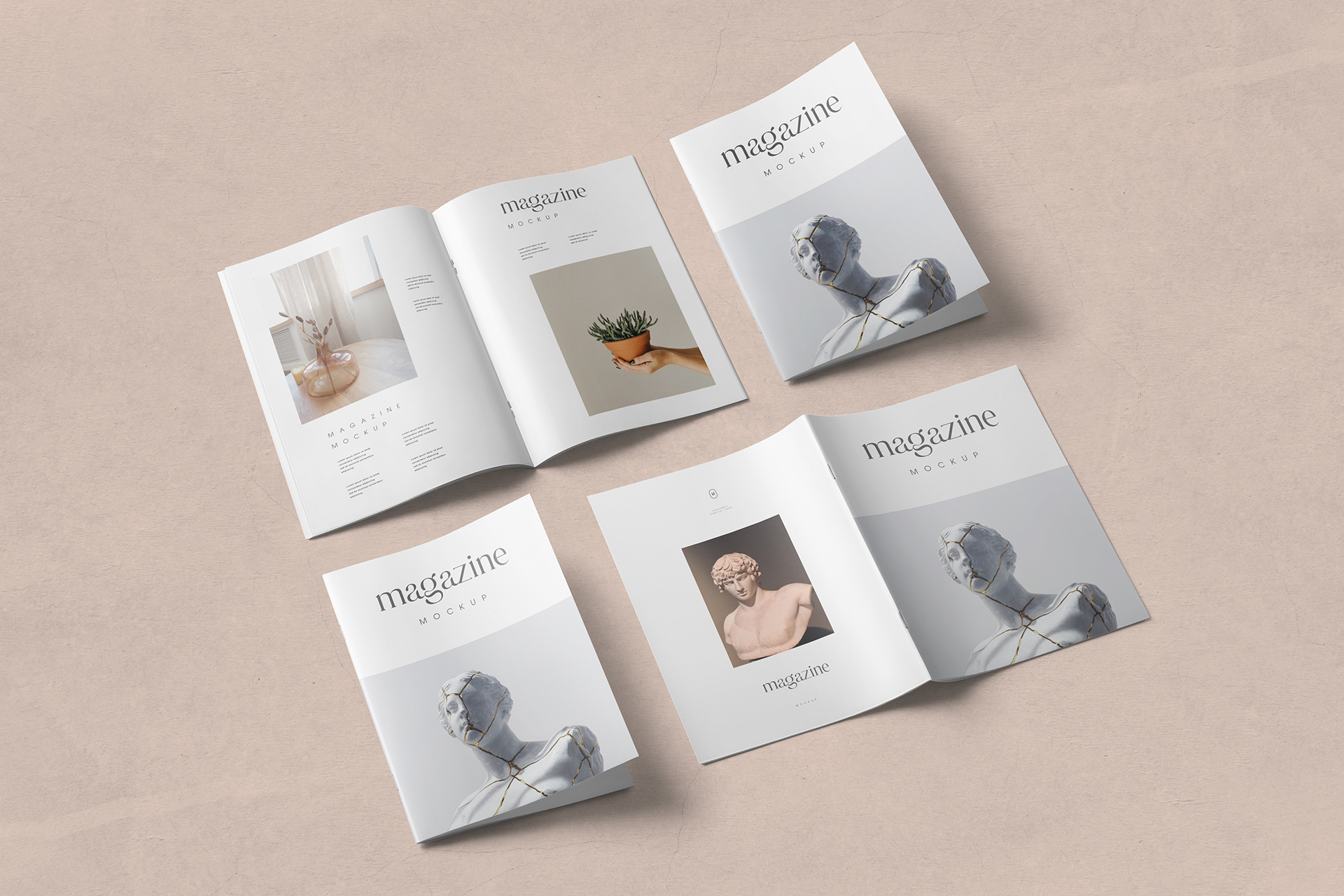 Flat Lay Magazine Mockup Set