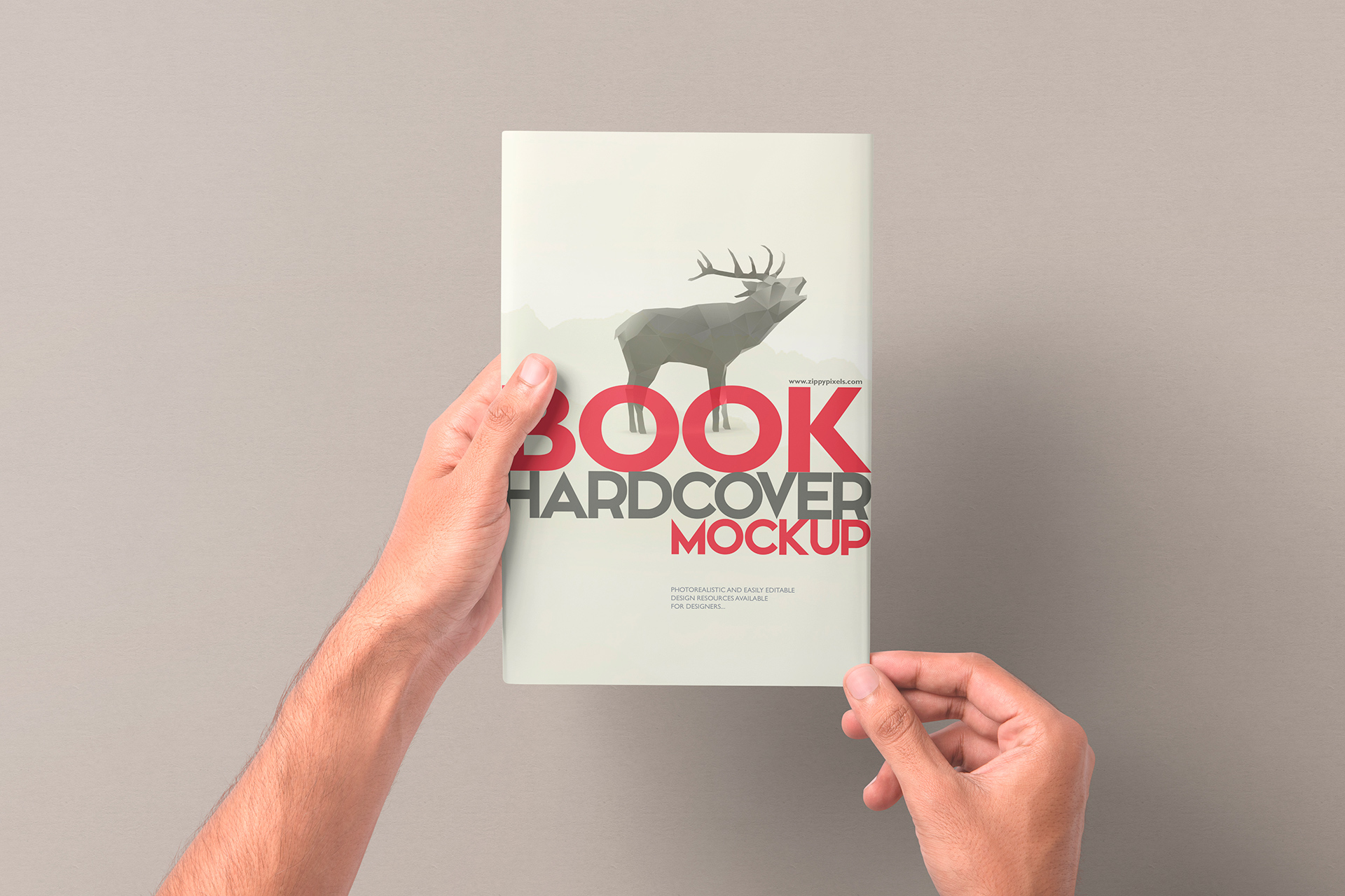 Hand Interaction Hardcover Book Mockup