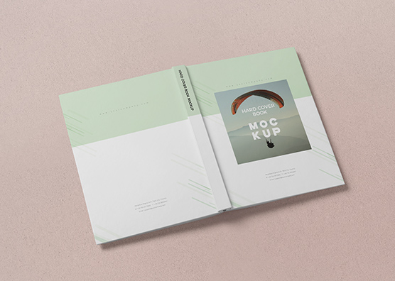 Open Flat Hardcover Book Mockup