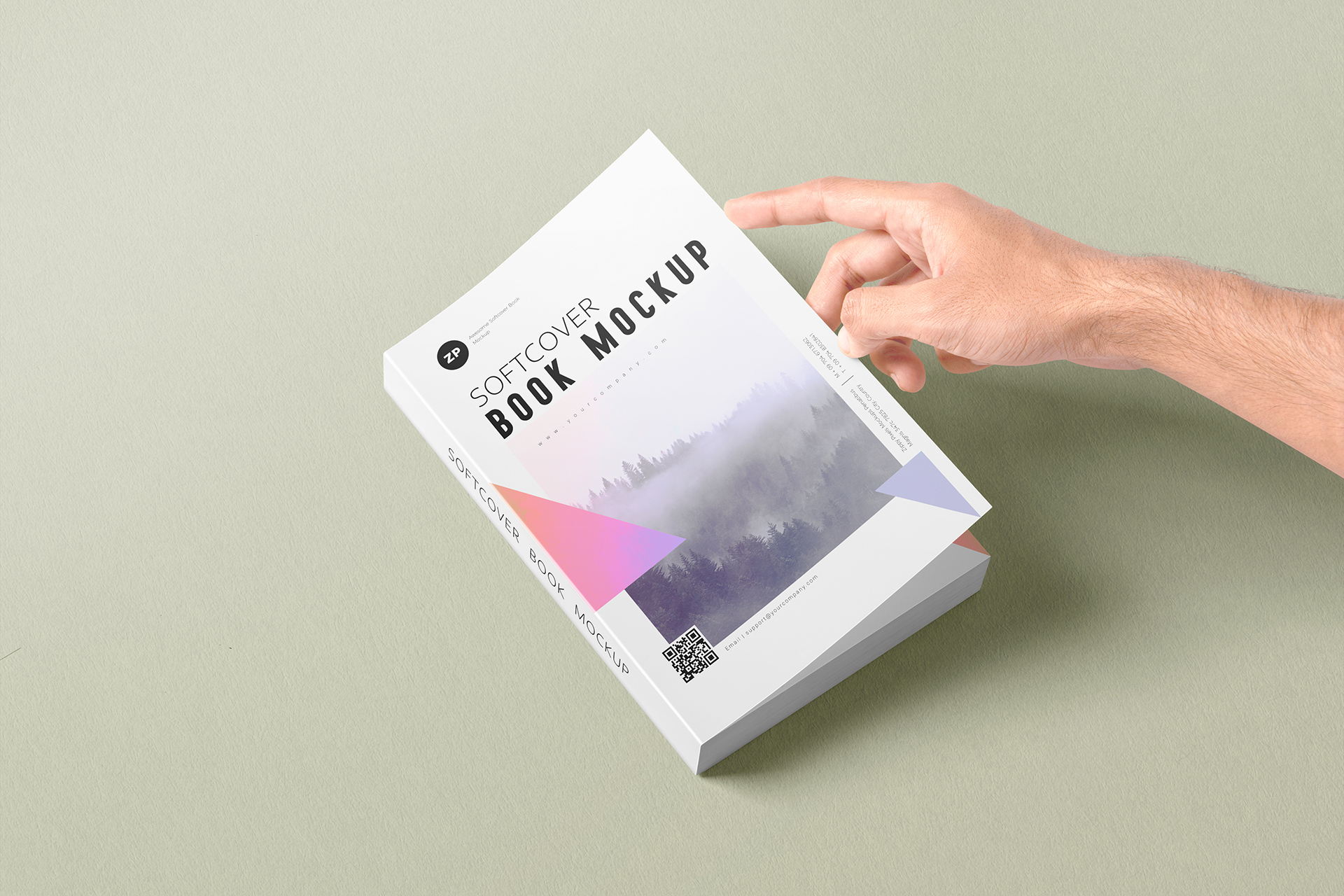 Pointing Hand Softcover Book Mockup