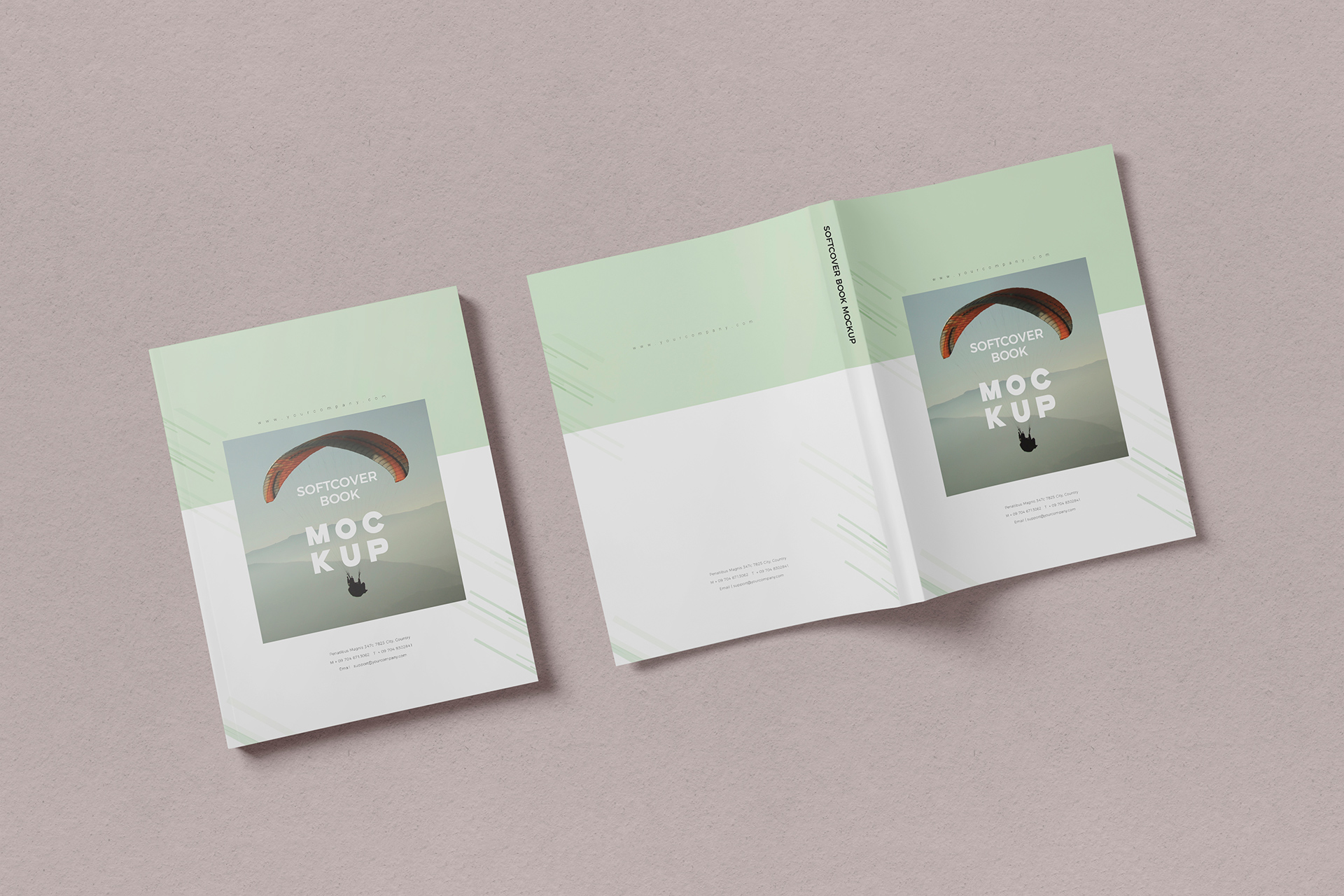 Open Spine Softcover Book Mockup
