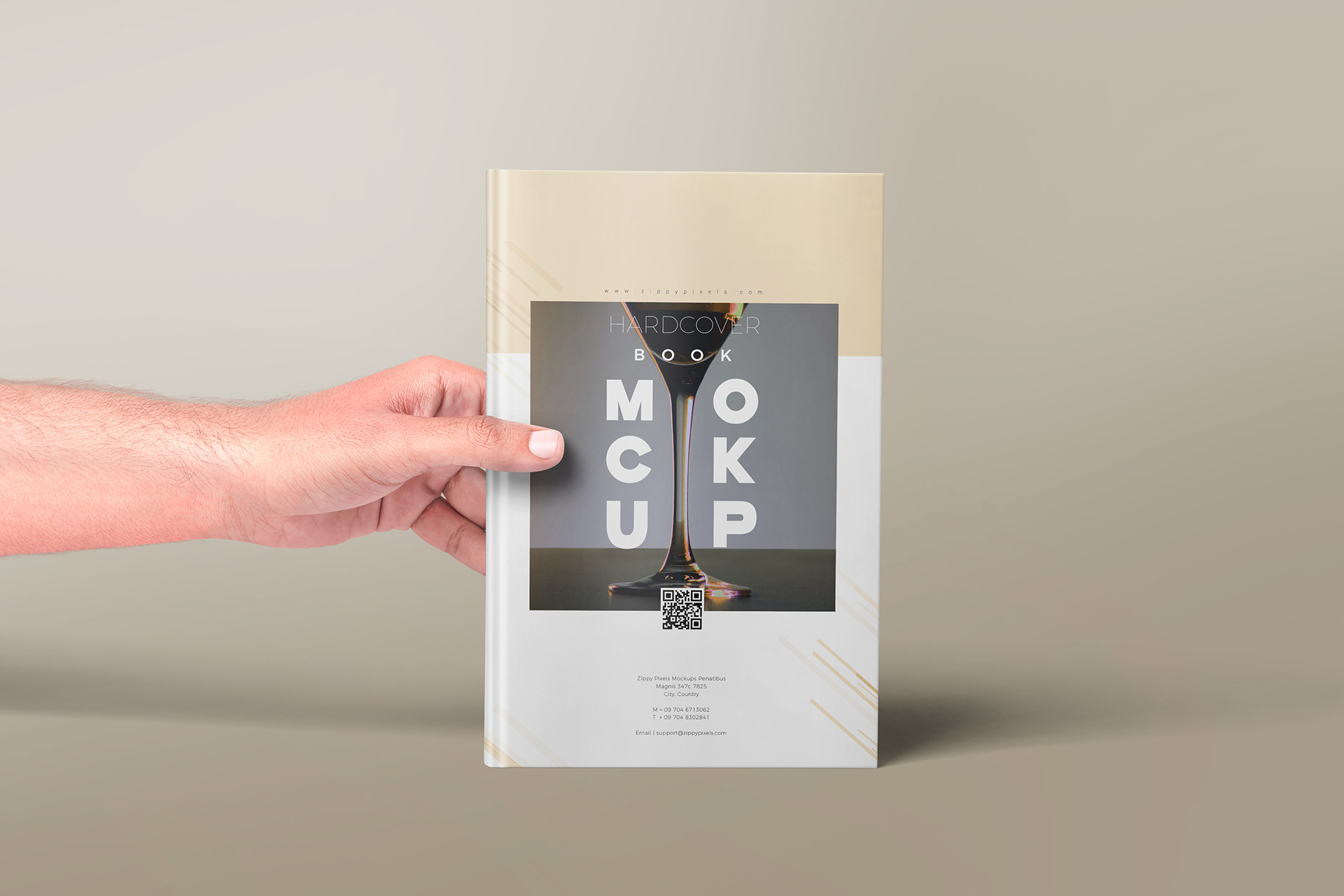 Hand-Held Hardcover Book Mockup Design
