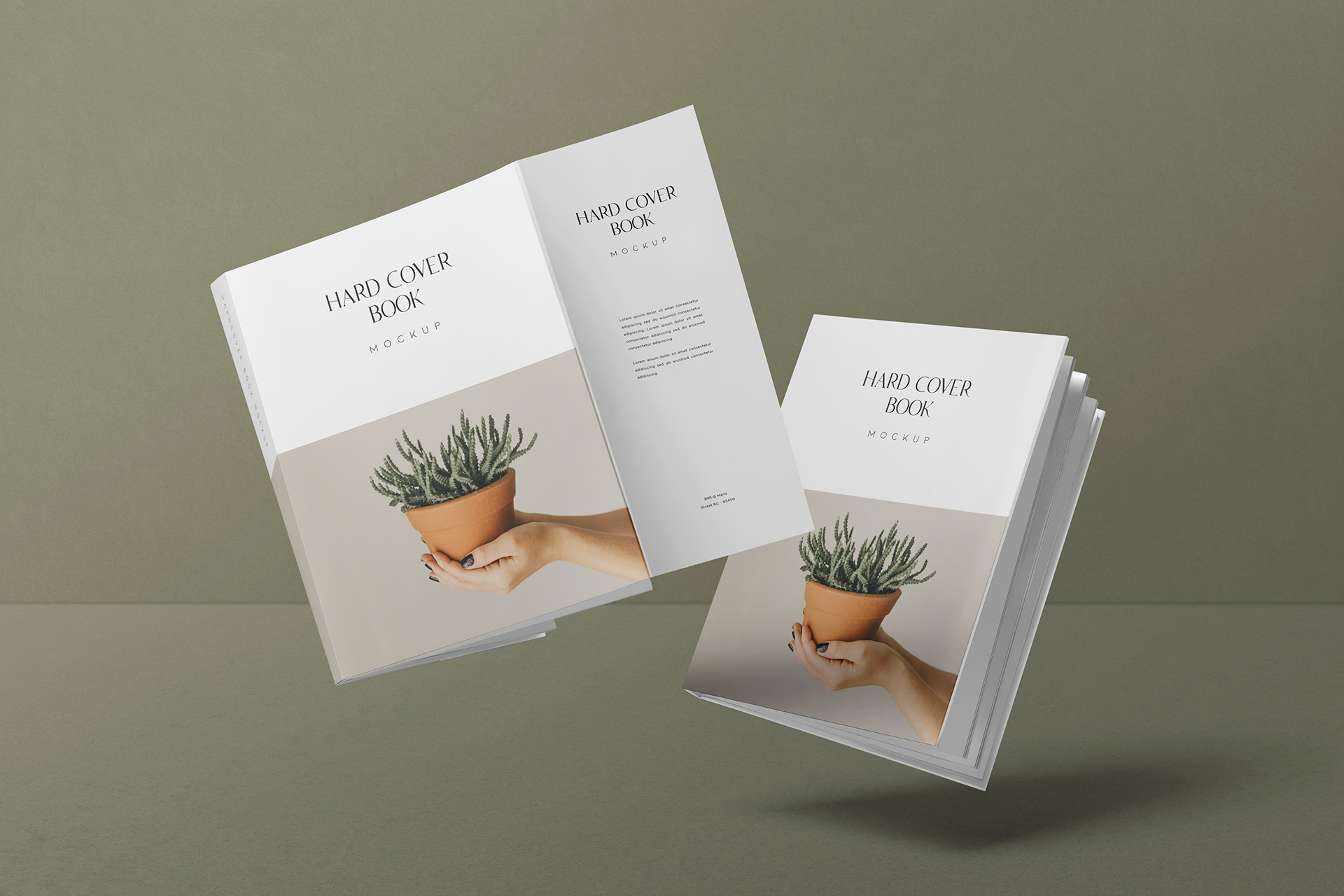 Open & Closed Hardcover Book Mockup