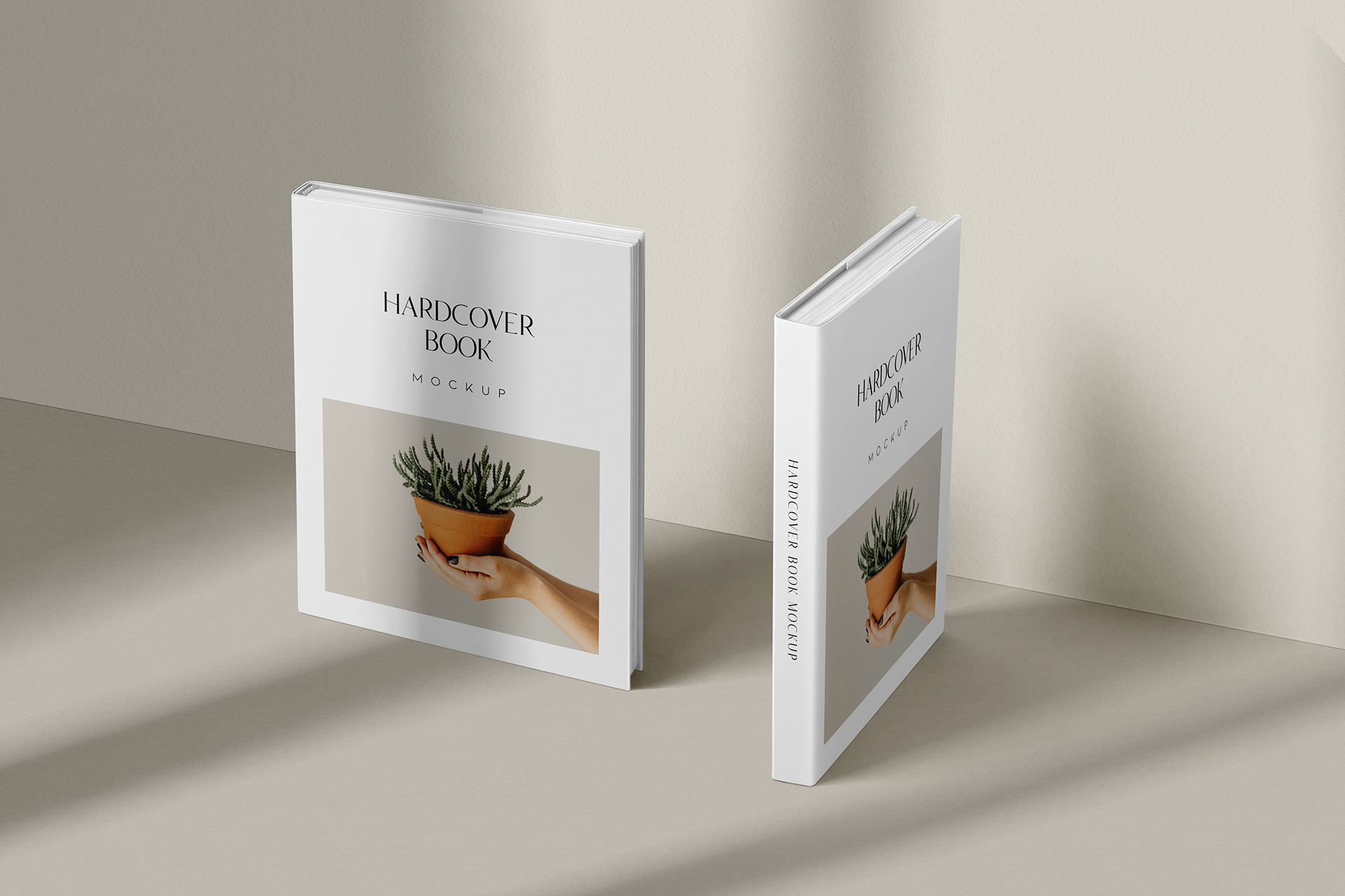 Standing Hardcover Book Front & Spine Mockup