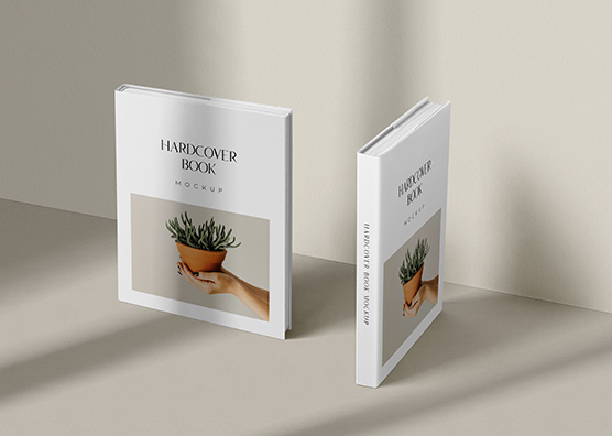 Standing Hardcover Book Front & Spine Mockup