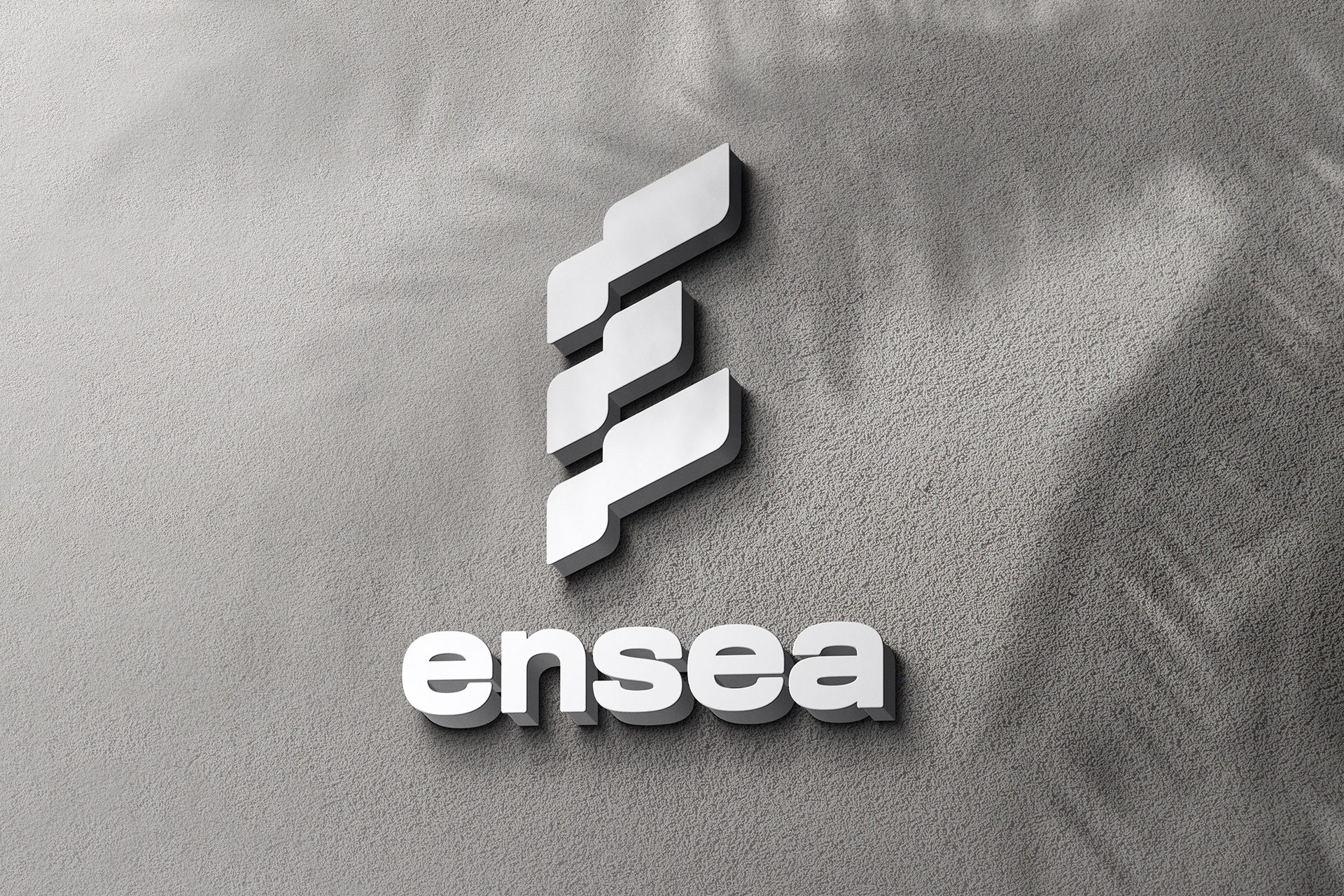 3D Silver Logo Mockup on Concrete Wall Texture
