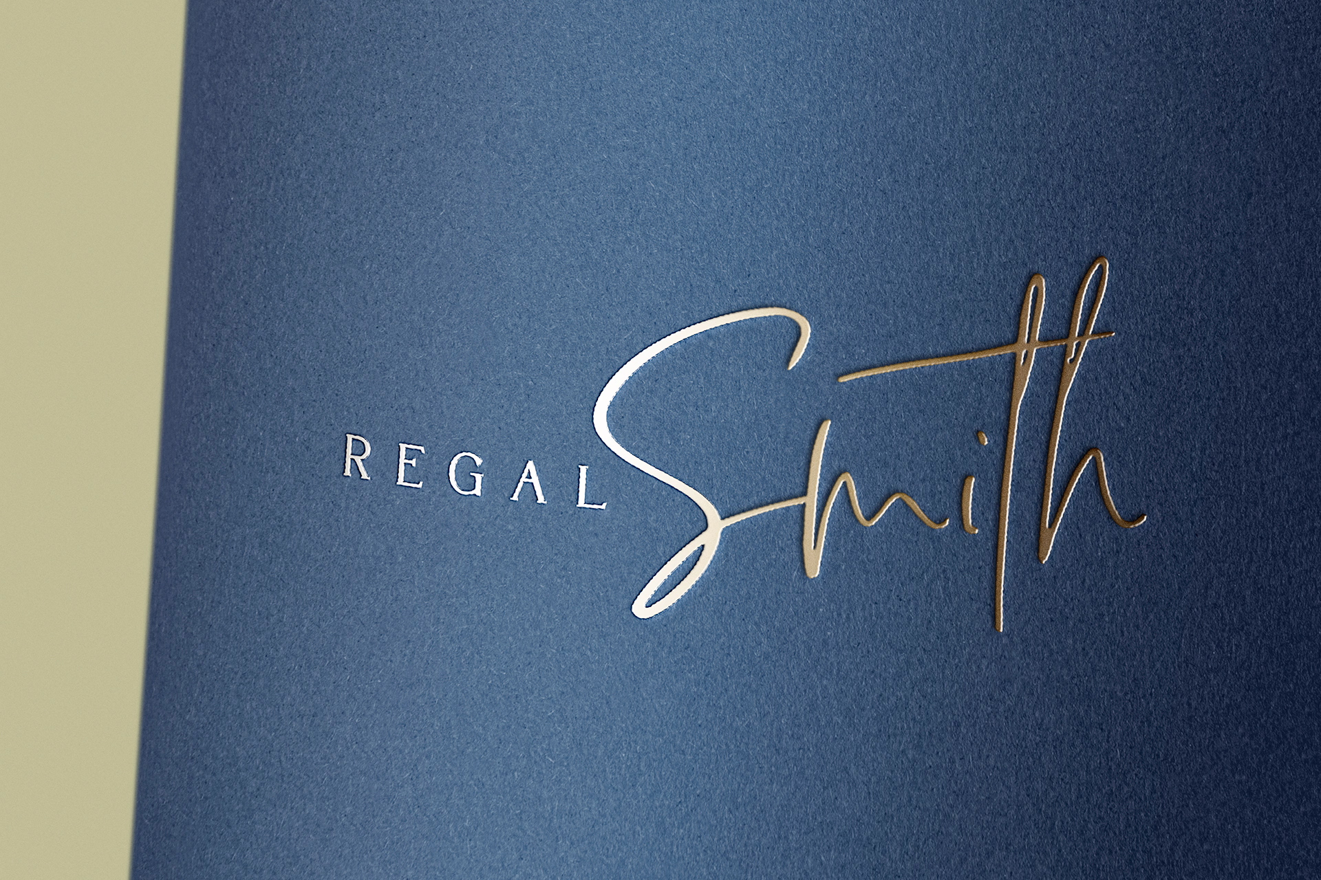 Minimal Gold Foil Logo Mockup on Blue Paper