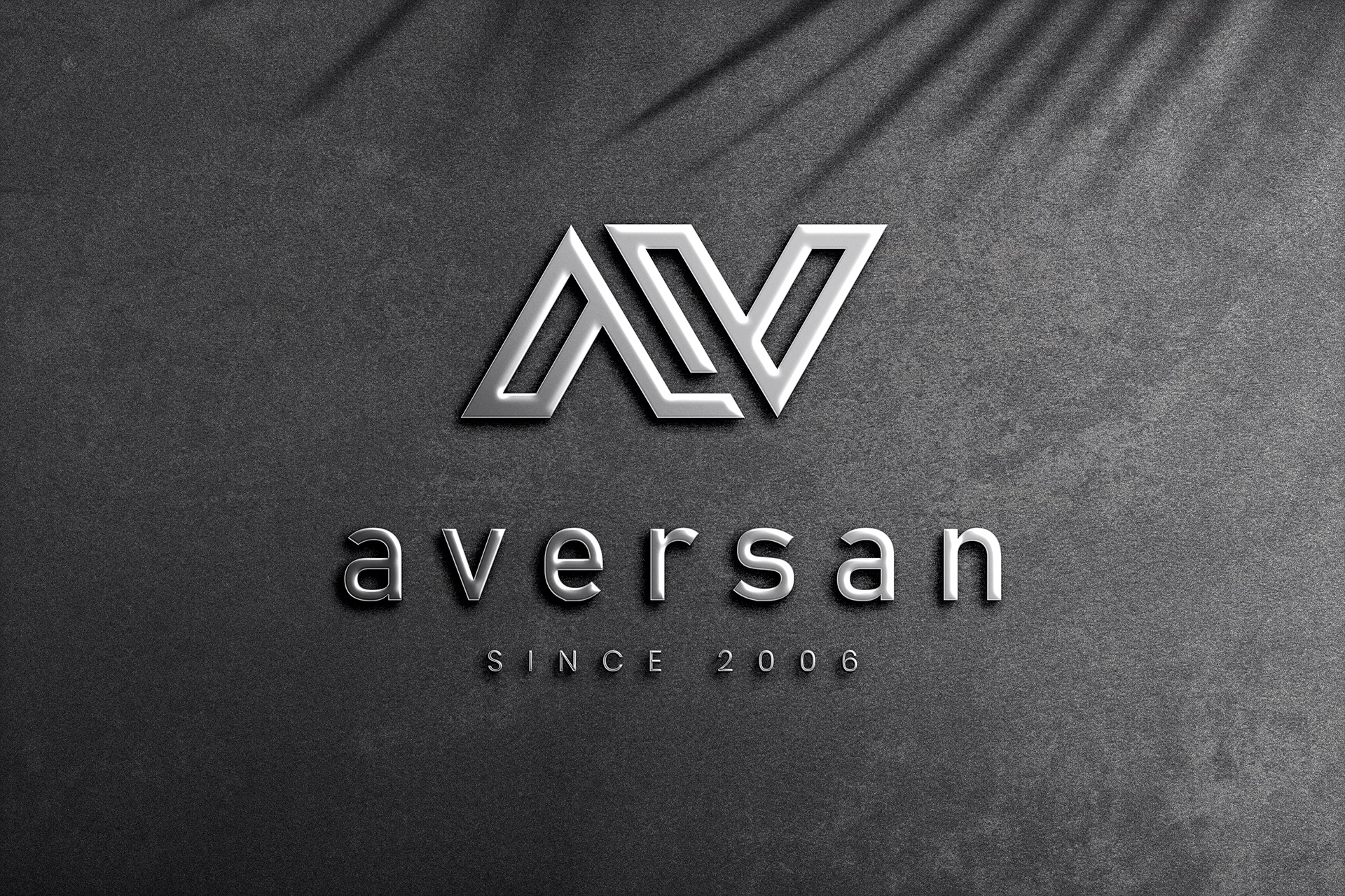 3D Chrome Logo Mockup on Dark Textured Wall